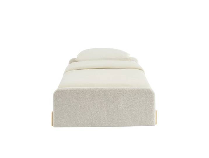 Lit enfant NUI tissu bouclette beige 90x190 sommier inclus