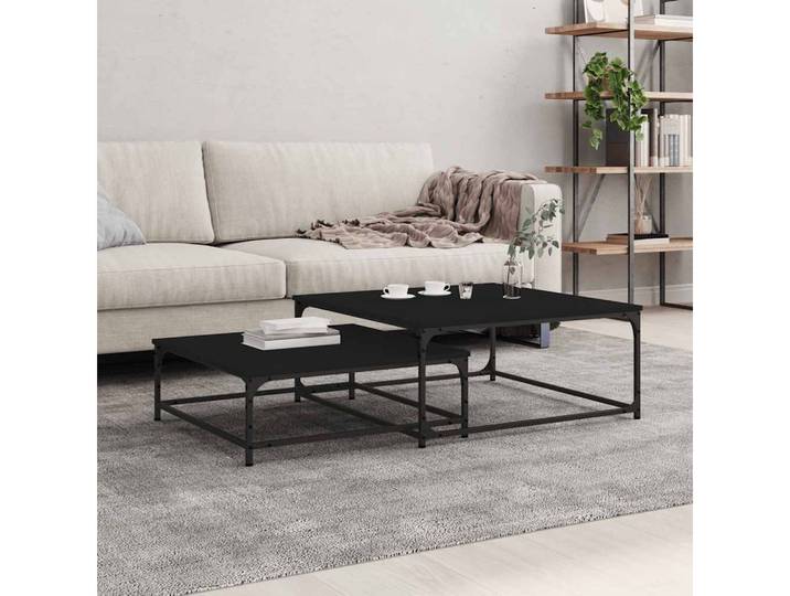 vidaXL Couchtisch vidaXL Satztische 2 Stk. Schwarz Holzwerkstoff