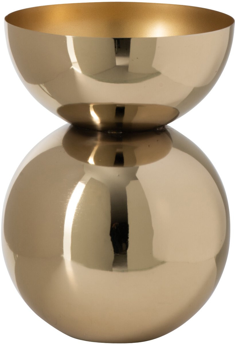 J-Line Ronde glanzende vaas metaal goud small