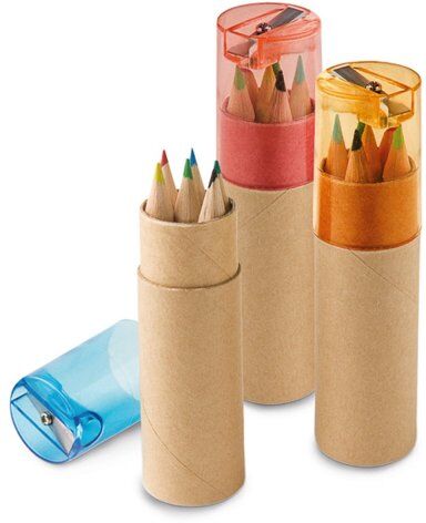 Matite colorate 6 pz con temperamatite KidArt in scatola eco Personalizzate o neutre