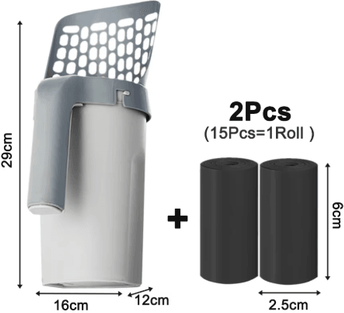 Inspire Picks Clean Pouch Cat Litter Scoop Set Self Cleaning Litter Shovel With Waste Bag Dispense with 2rolls Of Garb