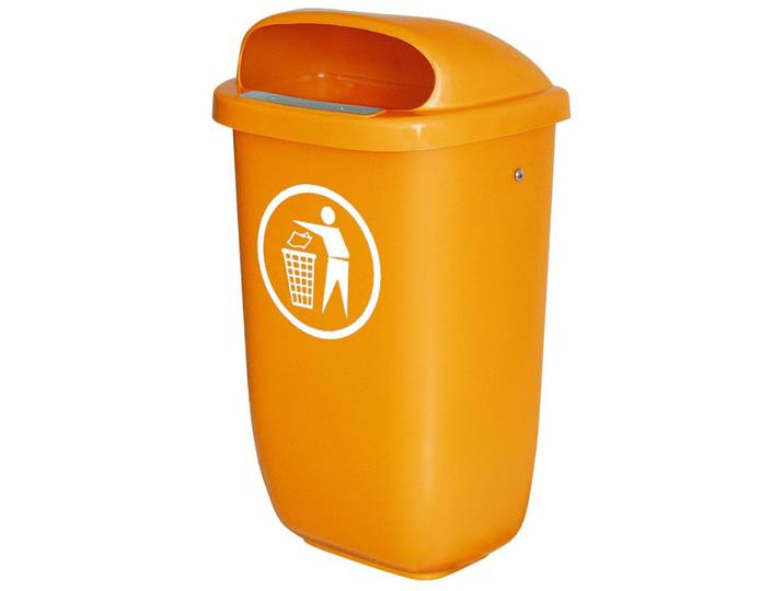 BRB-Lagertechnik Mülleimer BRB Abfall-Behälter für den Außenbereich, Inhalt 50 Liter, Abfall-Behälter, robust, wetterfest und UV-stabilisiert