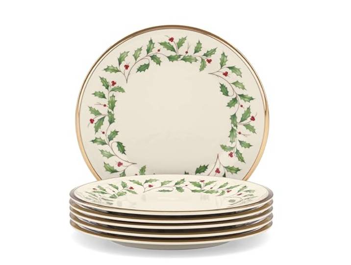 LENOX 835218 Holiday Salatteller-Set, 20,3 cm, Rot und Grün, 2,2 kg, 3-teilig