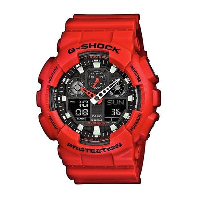 Chronograph CASIO G-SHOCK, rot (rot, schwarz), Armbanduhren, Herren, Chronograph, Quarzuhr,Armbanduhr,Herrenuhr,digital, bis 20 bar wasserd.Resinarmband