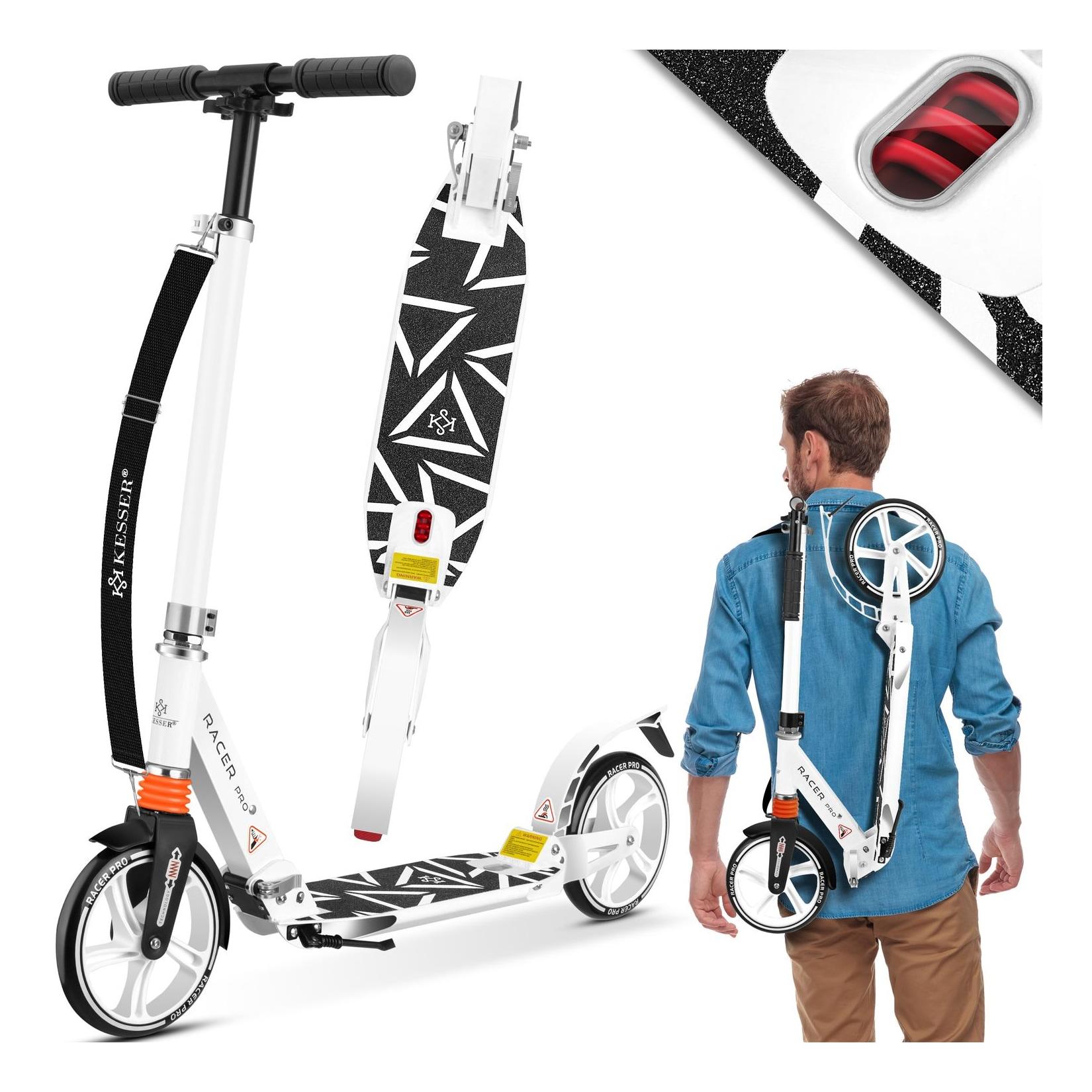 KESSER® Cityroller Scooter 205mm Räder PU Big Wheel - Pro-S Tretroller mit Doppel Federung, City-Roller Scooter klappbar und Höhenverstellbar, Roller Kickscooter für Erwachsene und Kinder