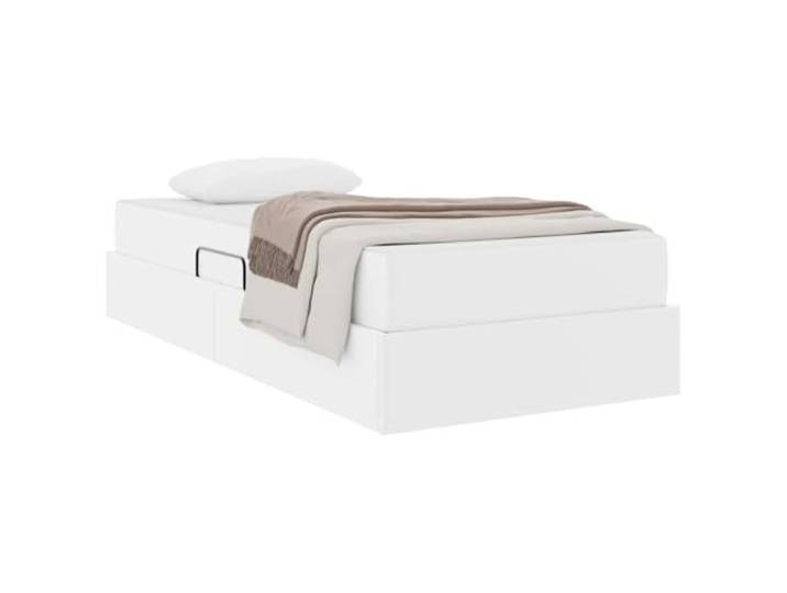 KTHLBRH Bett mit Bettkasten, weißes Leder, mit Matratze für Einzelbett, 90 Metallrahmen, hydraulisches Heben, integrierte Lagerung, einfache Wartung