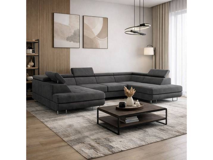 Labett Wohnlandschaft mit Schlaffunktion & Bettkasten GUERO U-Form Sofa