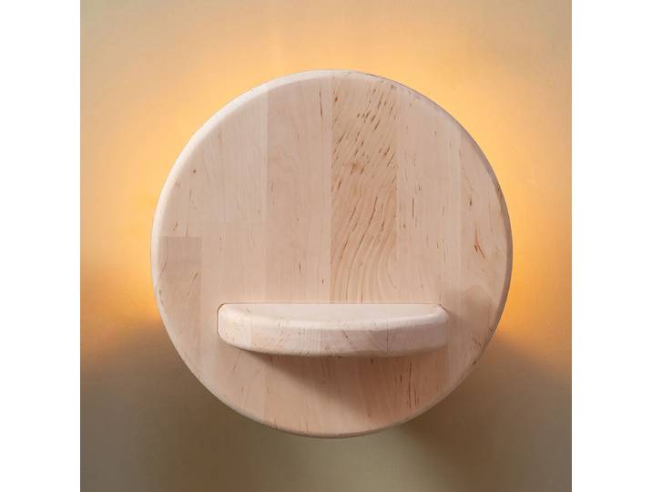 Wandleuchte Corsica Ø 18cm Beige Material: Massivholz Oberfläche Holz: Naturbelassen E27