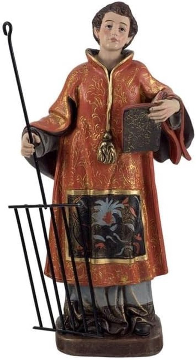 Handbeschilderd St. Lorenzo Religieus Beeld voor op tafel, Meerkleurig, 20 cm