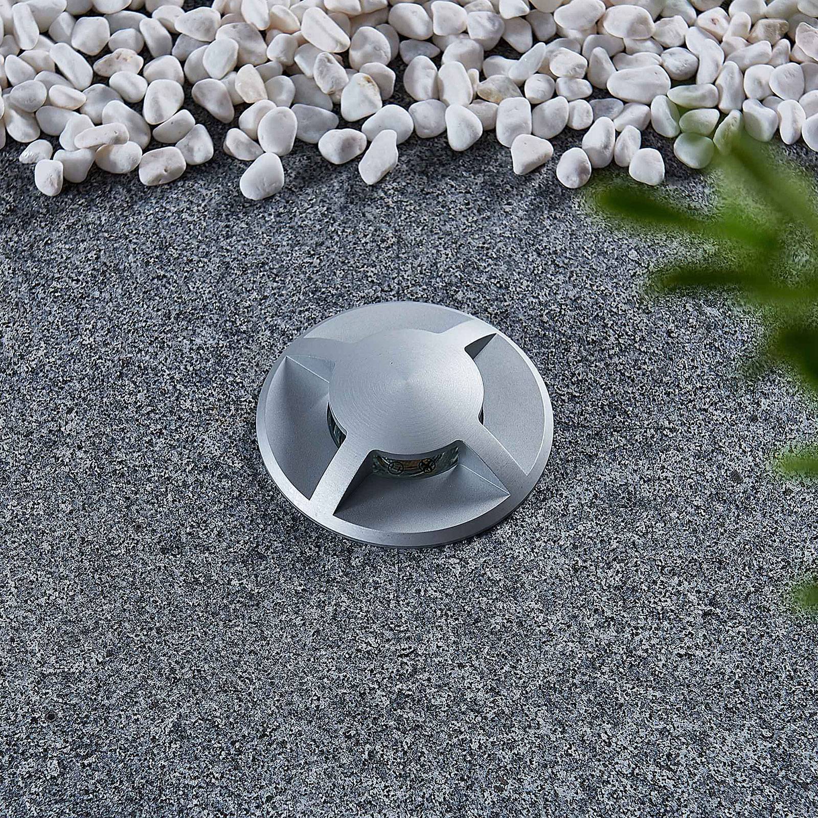 Lucande Bodeneinbauleuchte Milara, 4 Lichtaustritte, GU10 Milara Lucande, dimmbar, alu / grau / zink, Aluminium, Modern, Bodeneinbauleuchten