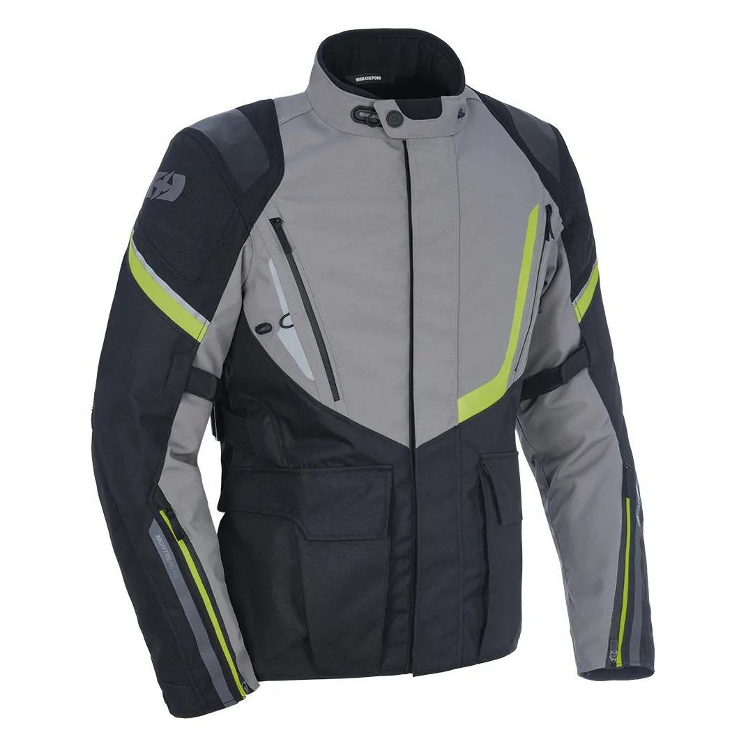 Oxford Herren Motorradjacke Montreal 4.0, Schwarz, Grau, Fluo, 3XL, Schwarz, Grau und Fluo (Herren, 3XL) (TM2011053XL)