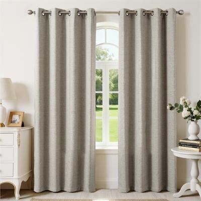 Awesome Home Linen Blend Stripe Grommet Room Darkening Pair