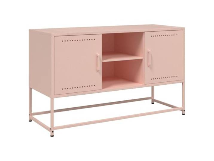GHVBNMF TV-Schrank Rosa 100,5x39x60,5 cm Stahl Lowboard Industrial Industrielles Fernsehmöbel aus robustem Stahl für Wohnzimmer und Schlafzimmer mit großzügigen Fächern.