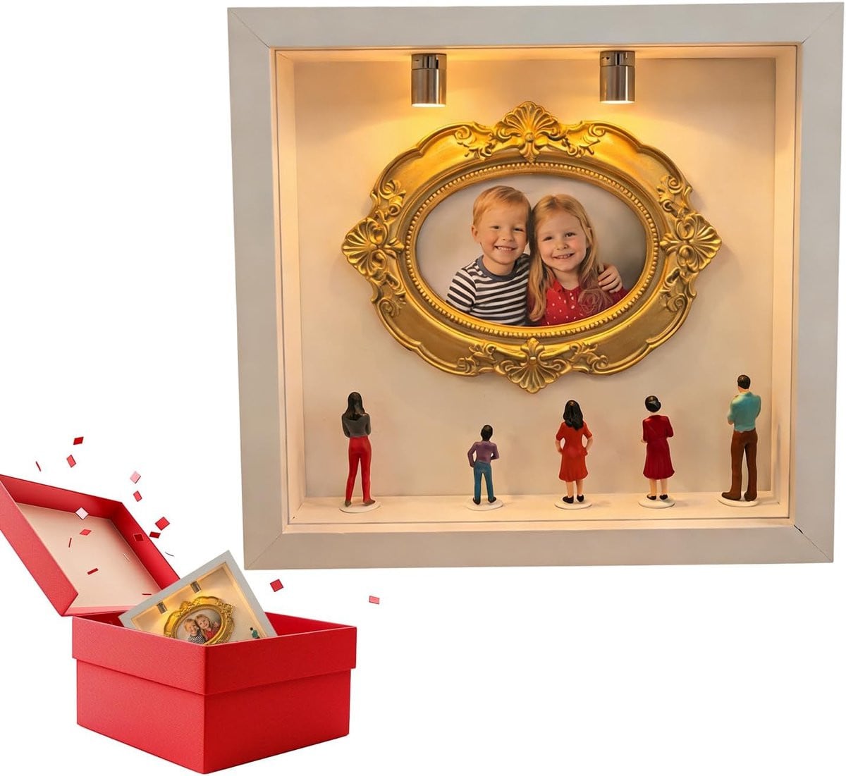 Mini museumdoos Herinneringsvitrine Decoratie display DIY aanpasbaar Goud B/D/H: 169 x 169 cm