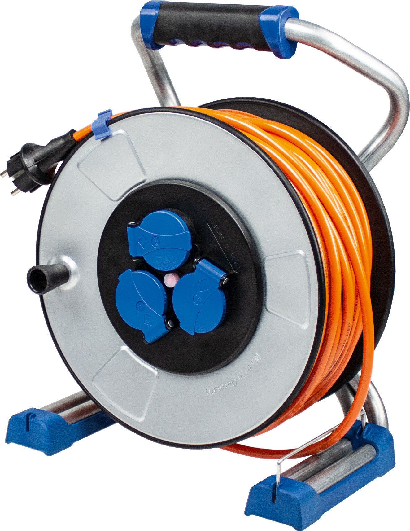 as-Schwabe Metall-Kabeltrommel Baustellenleitung Orange 40m 230V 16A 3G2,5 IP44