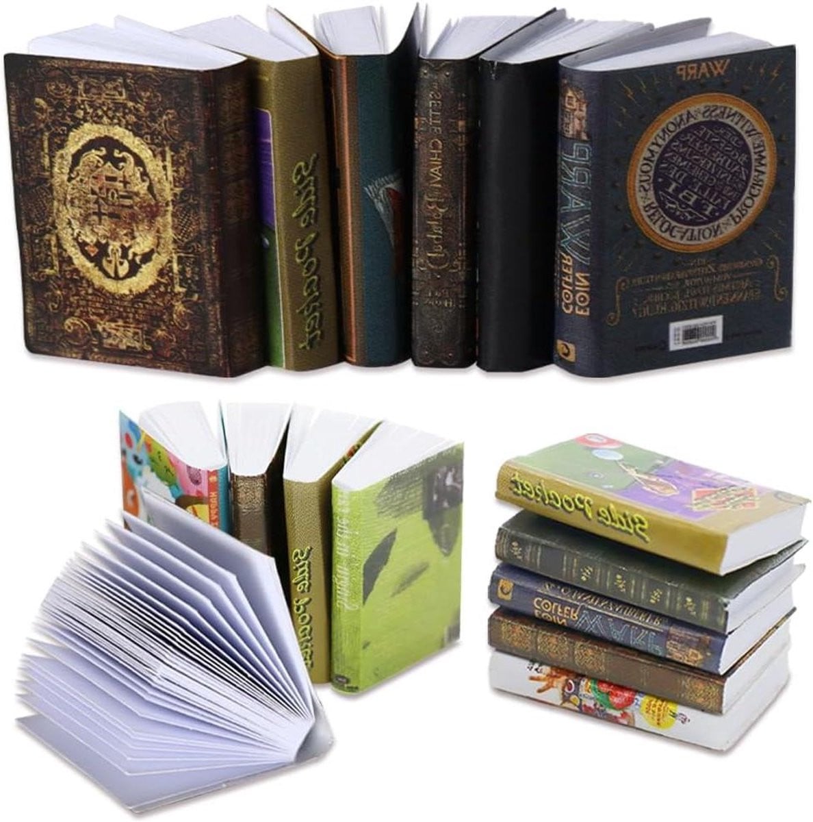 15 stuks Mini Boekjes voor Miniature Boekenkast - Multicolor Poppenhuis Accessoires die je kunt openen