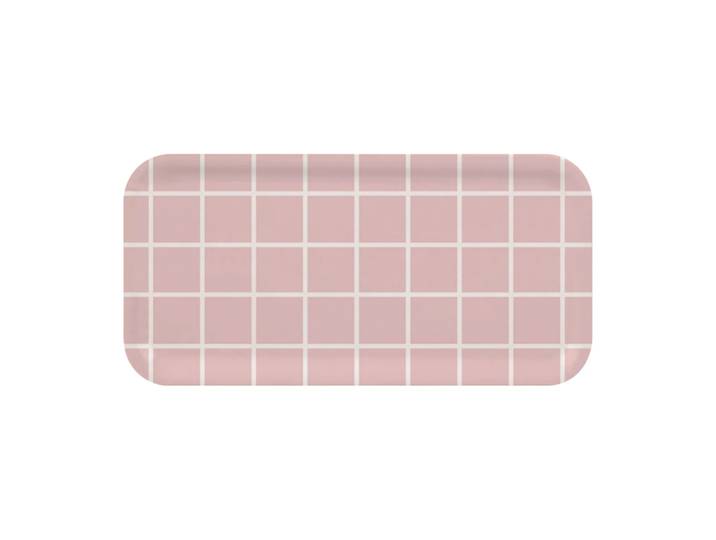 Muurla Checks & Stripes dienblad 13x27 cm Roze-wit
