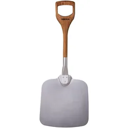 Boska Pizzaschaufel/Kurzer patentierter Griff/Einhändig zu verwenden/Aluminium & Eichenholz / 30x74x3 cm