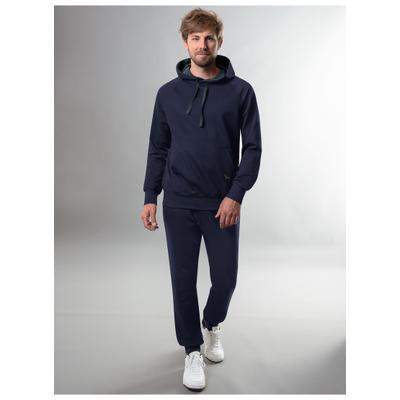 Jogginganzug TRIGEMA "TRIGEMA Jogginganzug aus Biobaumwolle", Herren, Gr. S, blau (navy), Single Jersey, 75% Baumwolle (Biobaumwolle kbA), 25% Baumwolle (recycelt), Sportanzüge Jogginganzug