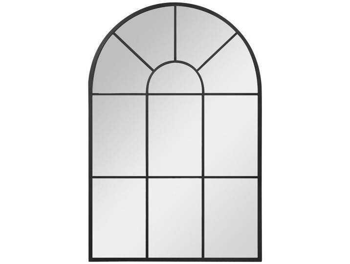 Homcom 91 x 60 cm Wandspiegel Bogenfenster-Spiegel Wohnzimmerspiegel Schwarz Metall, Glas, 2x60x91 cm, Spiegel, Wandspiegel