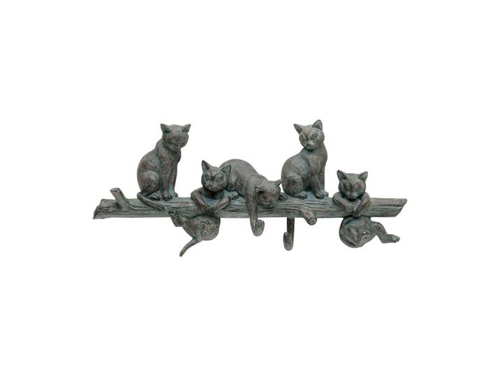 Garderobenleiste KARE DESIGN Cats Life 42 cm x 19,3 cm , schwarz, B:42cm H:18,3cm T:6,5cm, Polyresin (Kunststein), Garderobenhalter, Garderobenleiste