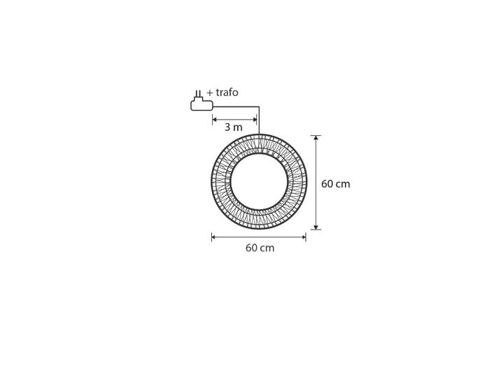 Suspension de Noël Couronne Argentée 60cm avec LED IP44 - Nawa