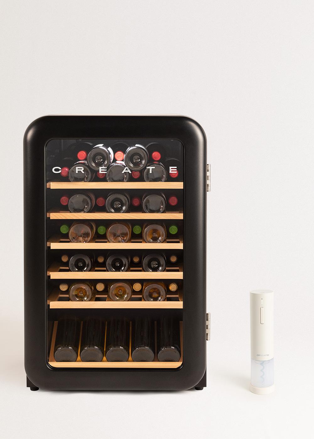 CREATE - WINECOOLER RETRO - Elektrischer Weinkühlschrank im Retro-Stil für 12, 24, 45 oder 76 Flaschen