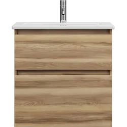 burgbad Lin20 Keramik-Waschtisch inklusive Waschtischunterschrank, 2 Auszüge, 630x415x622mm, SGHD063F5357C0001, Farbe: Frassino Dekor Cappuccino