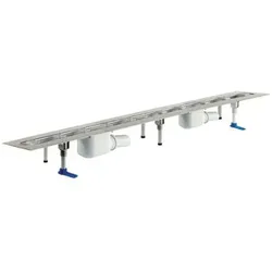 Dallmer Duschrinne CeraLine F Duo 1300 mm, Edelstahl 1.4301, DN 50, zwei Ablaufgehäuse, Selbstreinigungseffekt, 50 mm Flansch