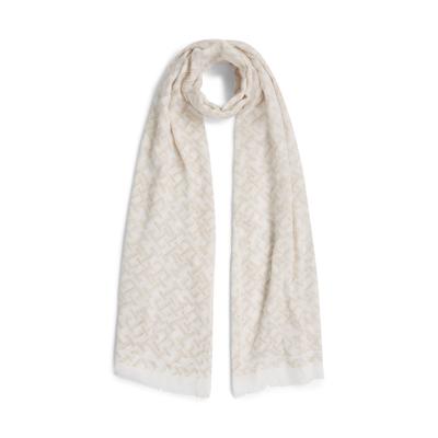 Modeschal TOMMY HILFIGER "TH MONOGRAM", Damen, beige (soft cream), Web, Baumwollmischung, Modetücher