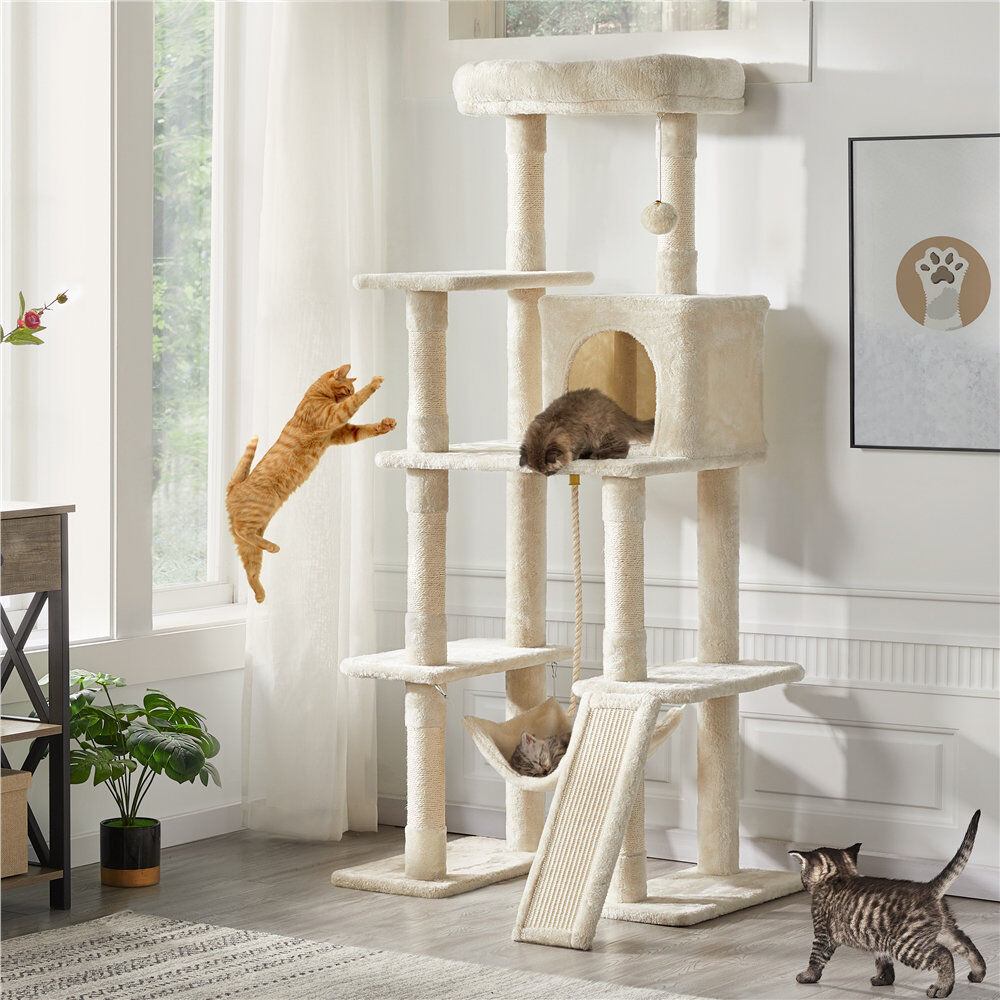 Yaheetech Large Multi-Purpose Cat Tower Beige 159cm H X 77cm W X 48.5cm D