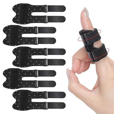 5 Stück atmungsaktive Schnappfingerschiene, verstellbare Fingerorthese, Daumenorthese bei gebrochenem oder überlastetem Daumen, Mittelfinger, Zeigefinger, Ringfinger und kleinem Finger (5, schwarz)