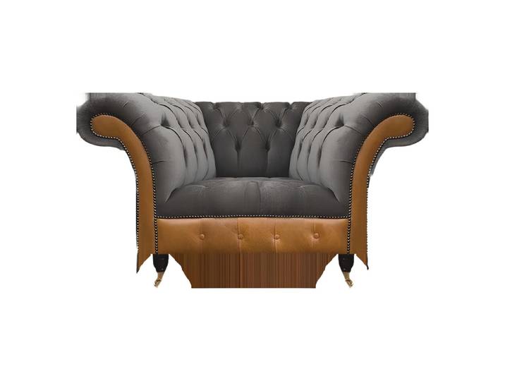 Xlmoebel Sessel Chesterfield-Sessel in Grau-Braun mit klassischer Knopfheftung (Sessel), Hergestellt in Europa