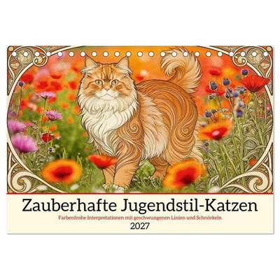 Zauberhafte Jugendstil-Katzen (Tischkalender 2027 DIN A5 quer), CALVENDO Monatskalender