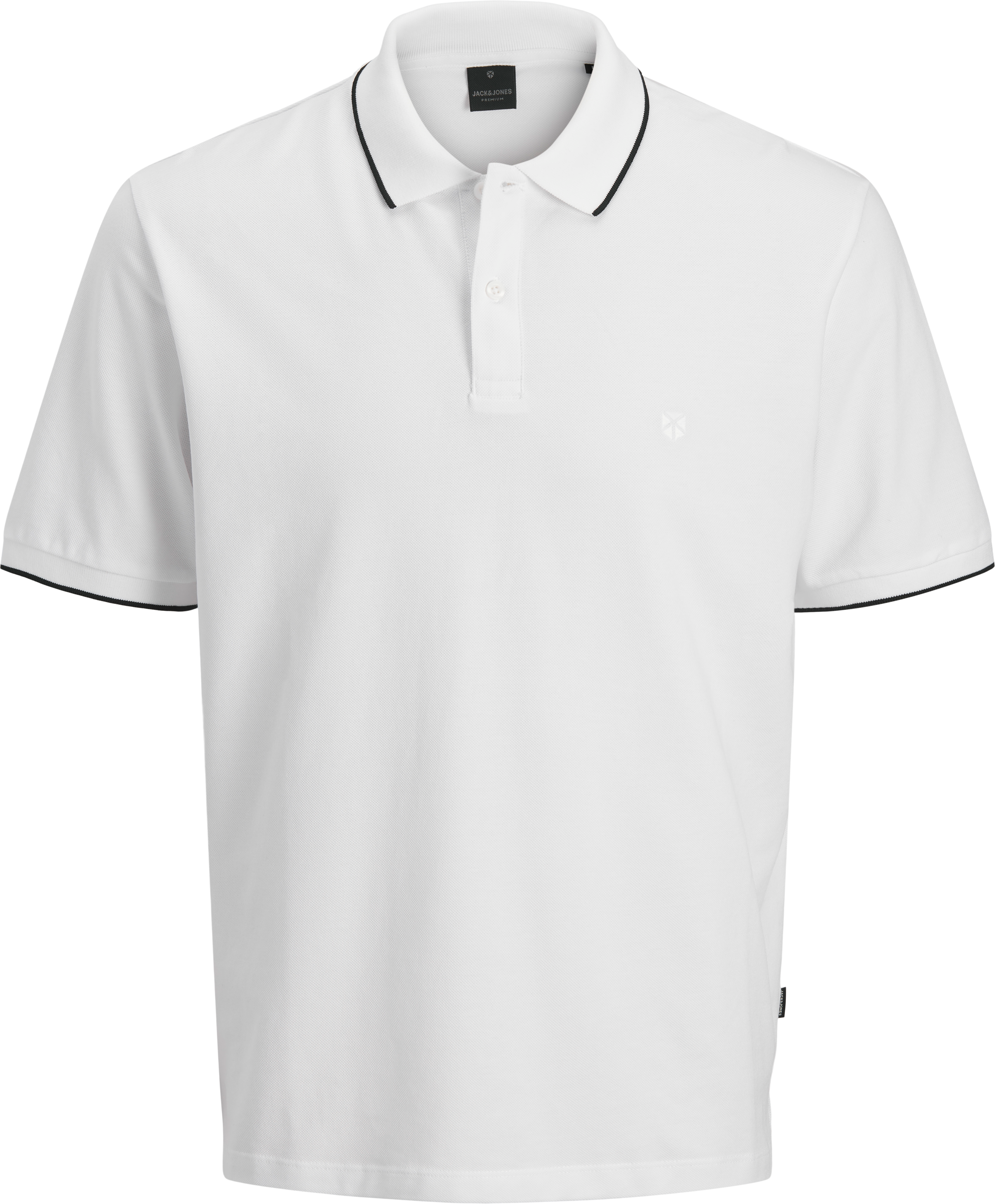 Poloshirt JACK & JONES "JPRBLAWESTON SS POLO", Herren, Gr. M, weiss (hellweiß detail:contrast), Jersey, Obermaterial: 100% Baumwolle, unifarben, regular fit normal, ohne Ausschnitt, angesetztes Bündchen, Shirts Poloshirt, mit Stickerei hellweiß detail:con