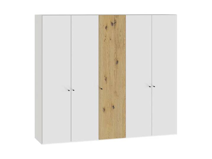 Drehtürenschrank Atlantis, Byyu, glas bianco matt/wildeiche bianco
