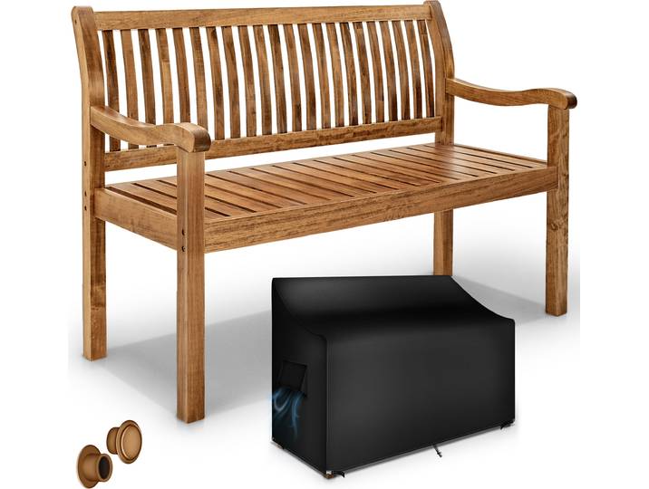 tillvex® Banc de jardin en bois brun foncé 125 cm / 2 - 3 personnes Banc de parc massif Banc de jardin