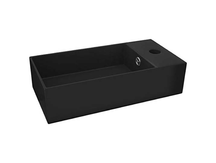 vidaXL Lavabo de salle de bain avec trop-plein Céramique Noir mat
