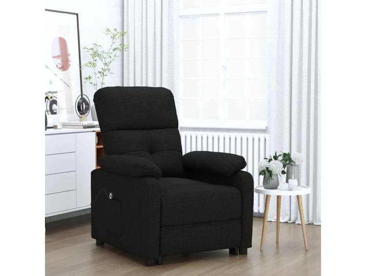 furnicato Relaxsessel Schwarzer Fernsehsessel 73 x 90 x 100 cm mit elektrischer, Atmungsaktiver Relaxsessel mit Fernbedienung und Massivholzrahmen