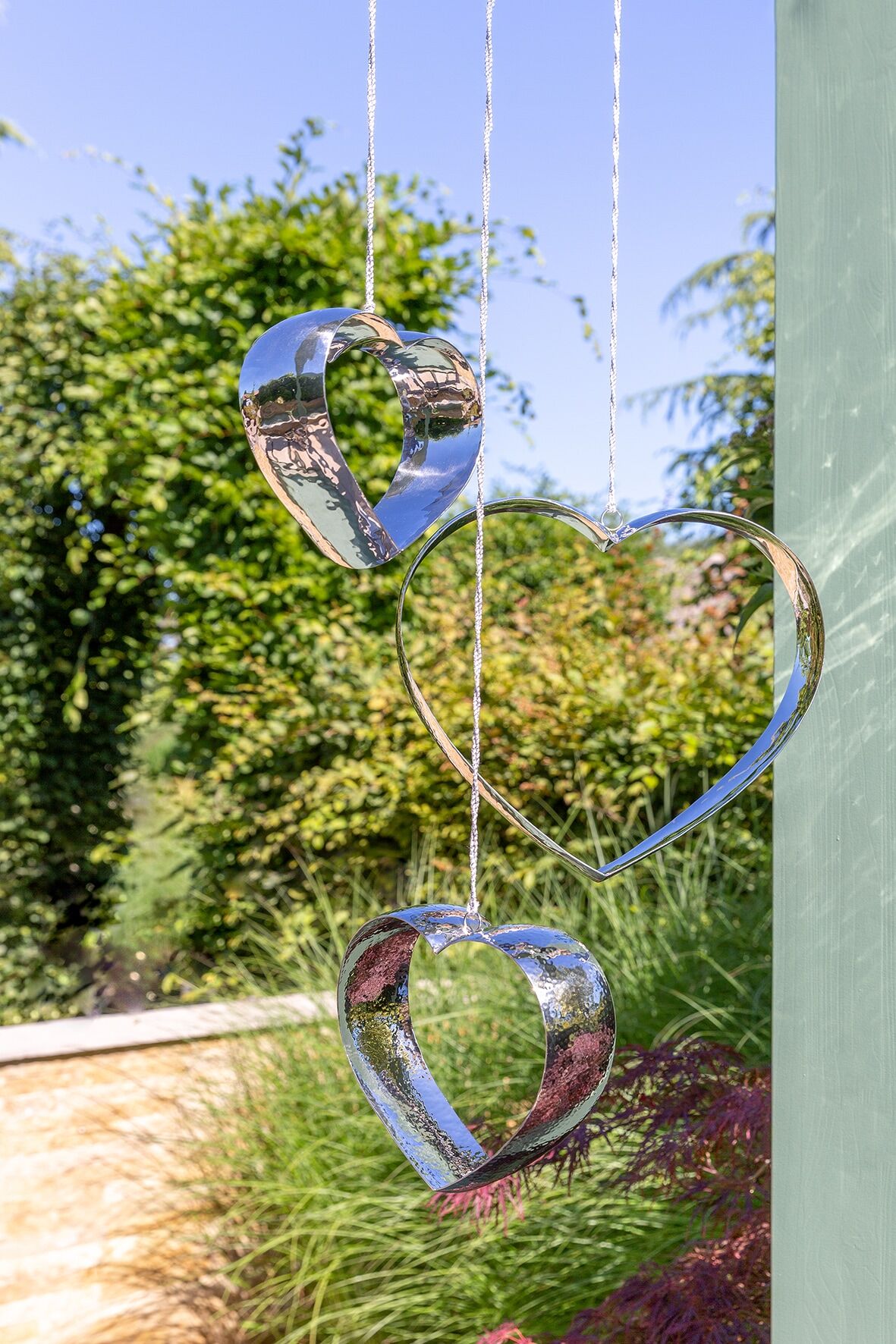 Dekohänger FINK "ANYA", silber (silberfarben), B:31cm H:28cm T:6cm, Edelstahl, Dekohänger, Dekohänger, Dekoherz zum Hängen, aus Edelstahl, outdoorgeeignet silberfarben B/H/T: 31cm x 28cm x 6cm