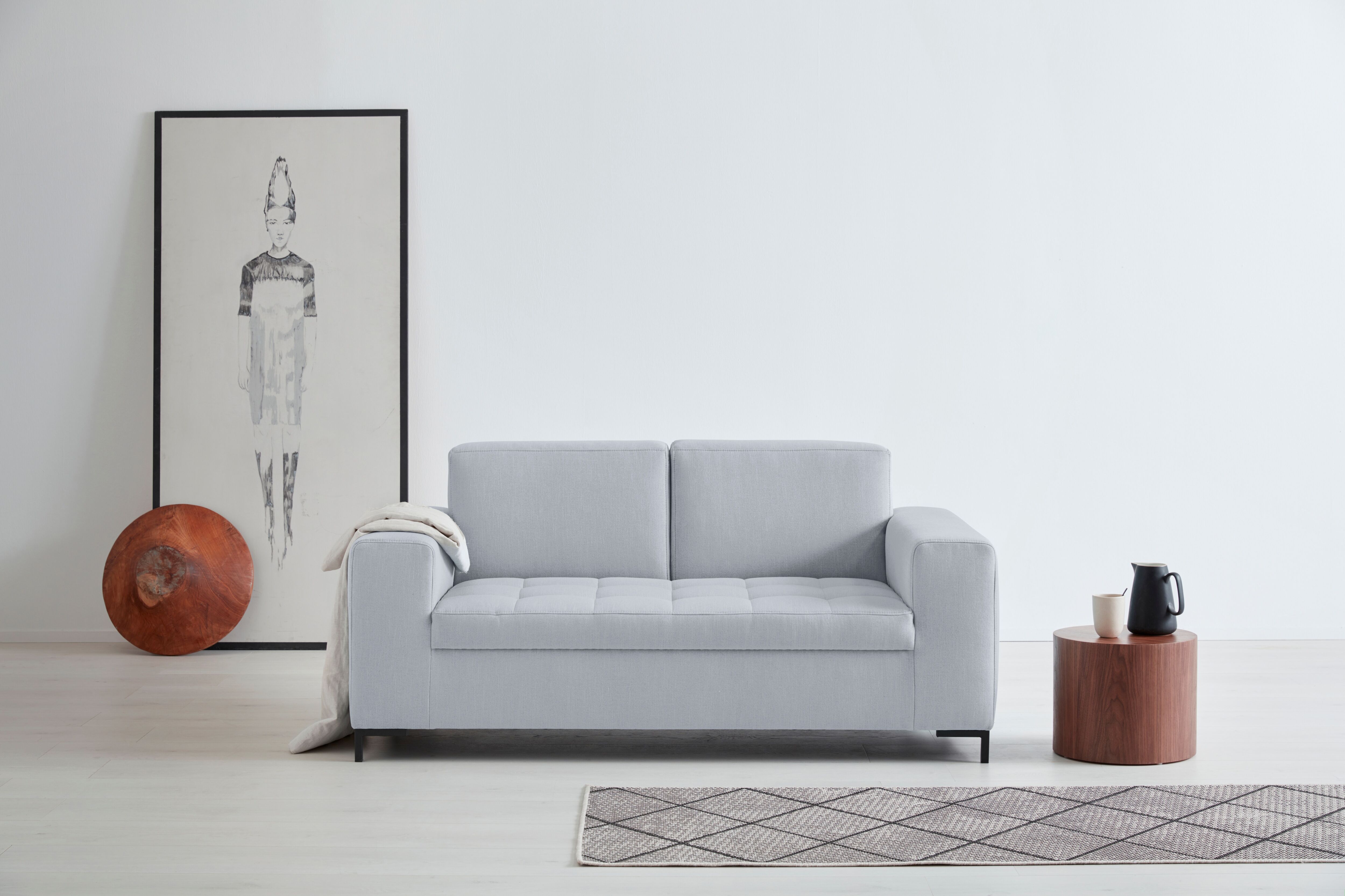 2-Sitzer OTTO PRODUCTS "Grazzo", silber, B:172cm H:80cm T:90cm, 100% Polyester (recycelt), Sofas, 2-Sitzer, hochwertige Stoffe aus recyceltem Material, Steppung im Sitzbereich