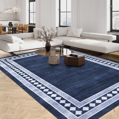 Garvee Washable Modern Small Grid Bordered Area Rug