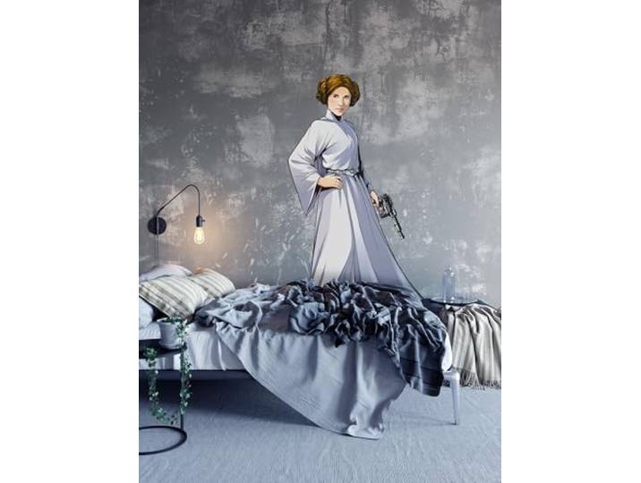 Komar STAR WARS selbstklebende und konturgeschnittene Vlies Fototapete Star Wars XXL Princess Leia - Größe: 127 x 170 cm - Wandtattoo, Kinderzimmer, Lebensgross, Prinzessin