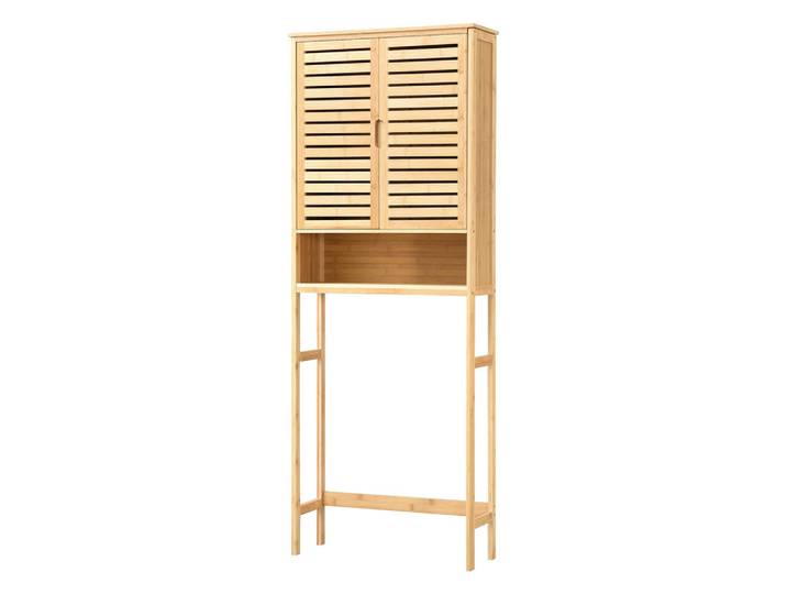 [en.casa] Toilettenschrank Geta, Naturfarben, Holz, Bambus, 1 Fächer, 66x170x23 cm, Badezimmer, Badmöbel, Hängeschränke