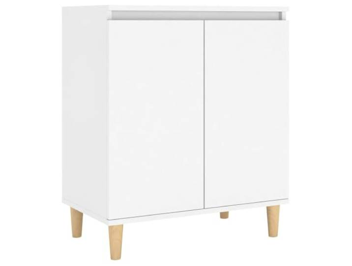 Kaorsrow Sideboard Weiß 60x35x70 cm Kommode mit Eukalyptusholz-Beinen Kompakter Beistellschrank mit 2 Türen für Wohnzimmer & Schlafzimmer. Bietet reichlich Stauraum & skandinavischen Stil.