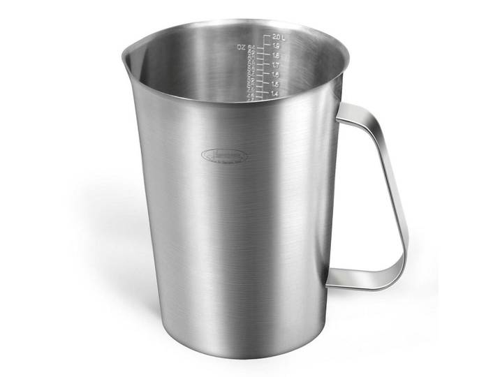 Messbecher Edelstahl 2 Liter mit 3 Messskalen, Silberfarben, Metall, Backen & Backzubehör, Messbecher