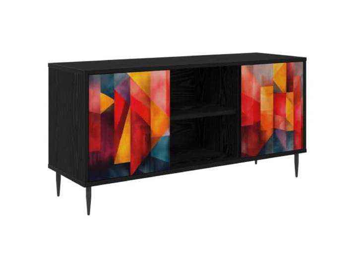 Kaorsrow TV-Schrank Lowboard 102x33x51 cm Schwarz Eichen-Optik Stilvolles Fernsehmöbel mit 2 Türen fürs Schlafzimmer: Erhöhte Füße verbessern Luftzirkulation und erleichtern Reinigung.