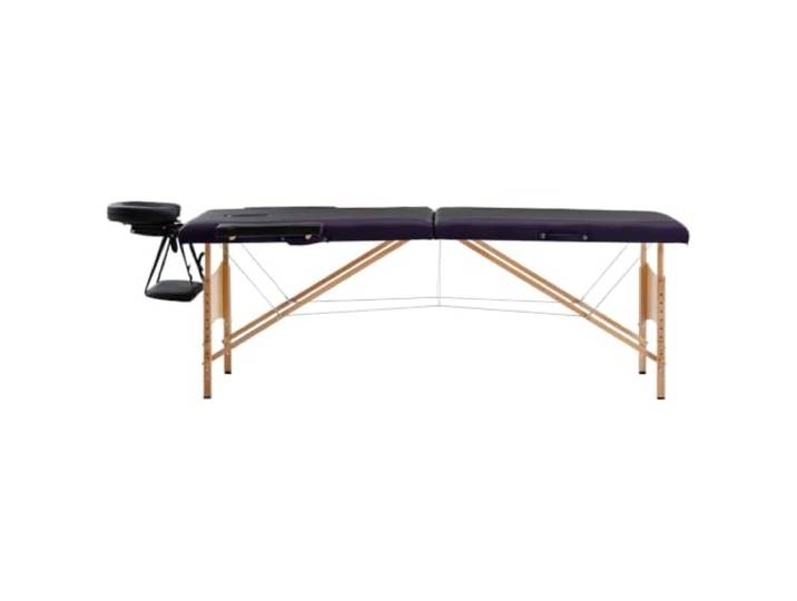 Klappbarer Holz-Massagetisch 2-Zonen-Design, Schwarz Verstellbare Kopfstütze, verstellbare Armlehnen, höhenverstellbar, Tasche inklusive, Schaumstoffmatratze, Holzrahmen