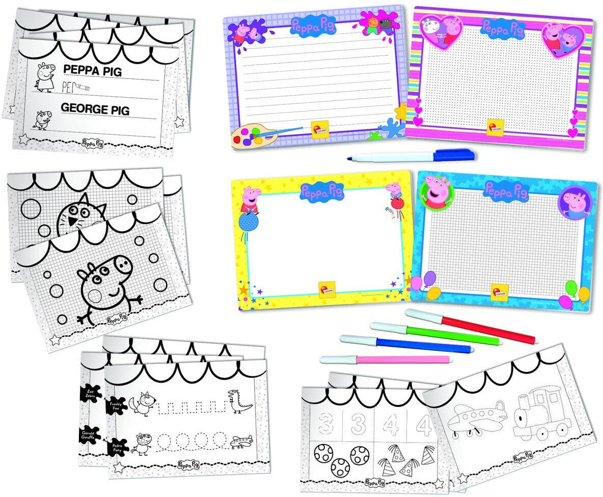 Lisciani Peppa Pig Drawing School - Learn To Draw With 4 Writing Boards & Erasable Pen for Kids, Ages 3-6, Made in Italy