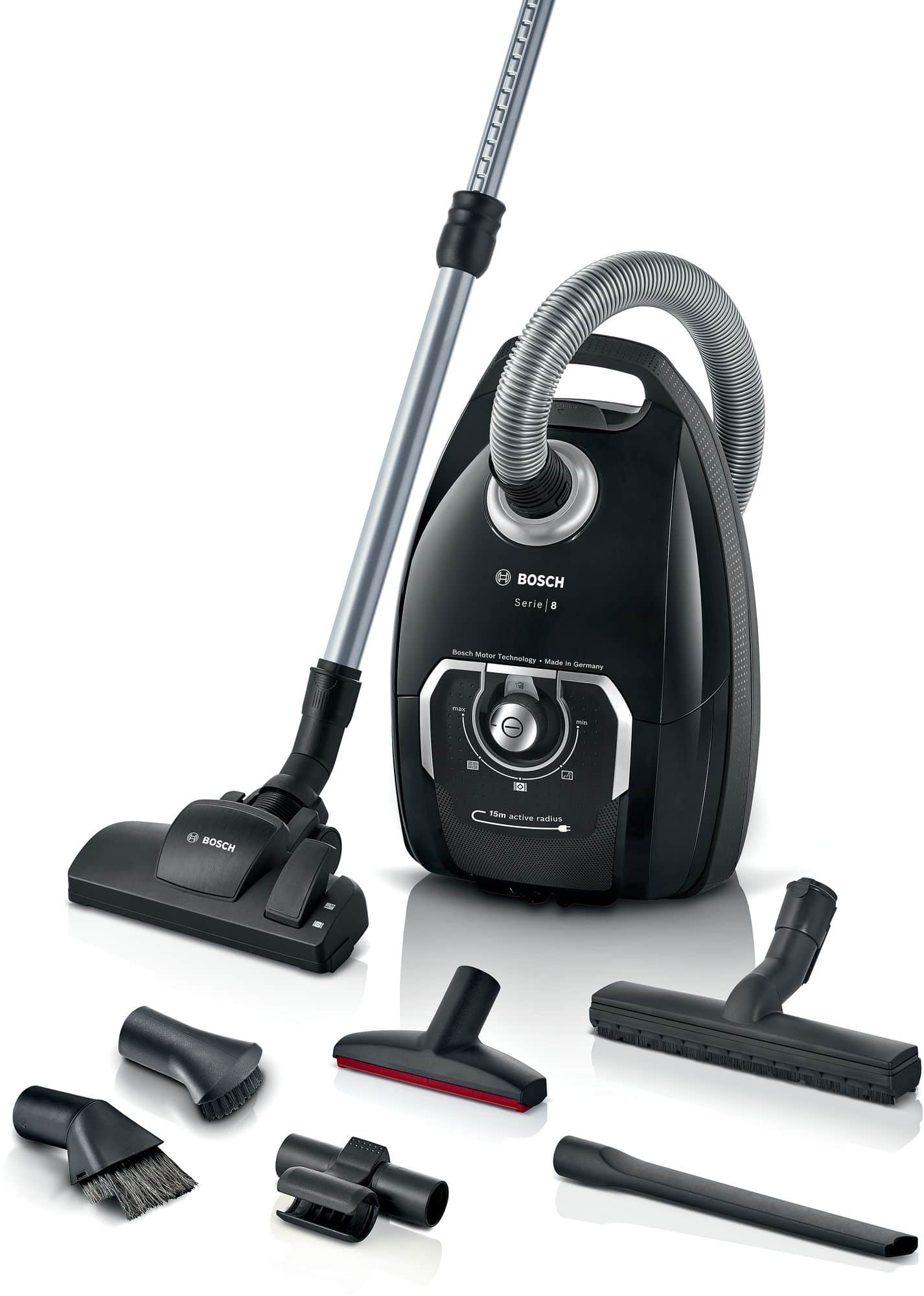 Bosch Serie 8 BGL8XALL Bodenstaubsauger mit Staubbeutel 650 W Allergie-Filter (Schwarz)